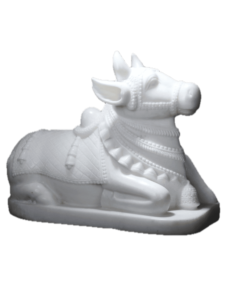 white marble statue nandi idol thumbnail 2