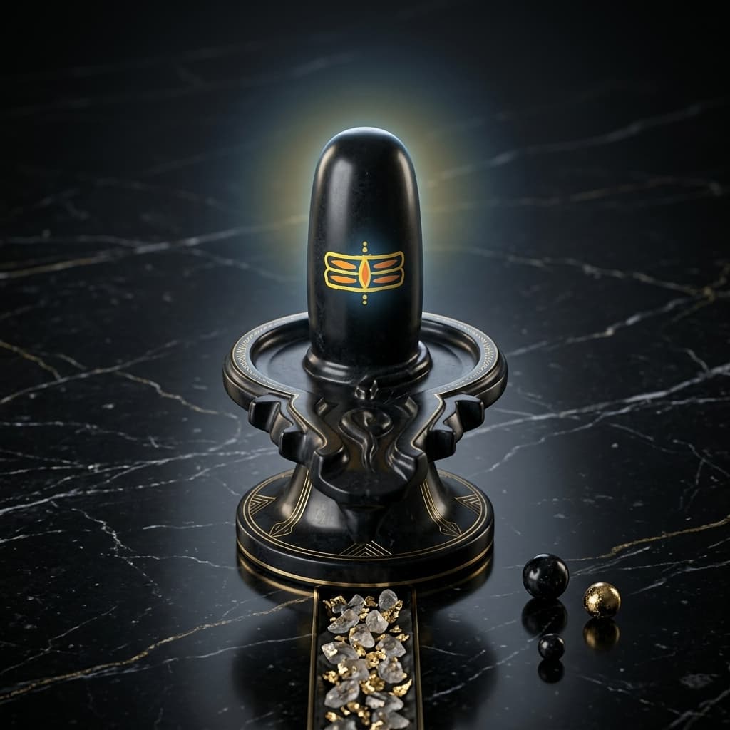 6" Small Black Marble Shivalingam